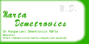 marta demetrovics business card